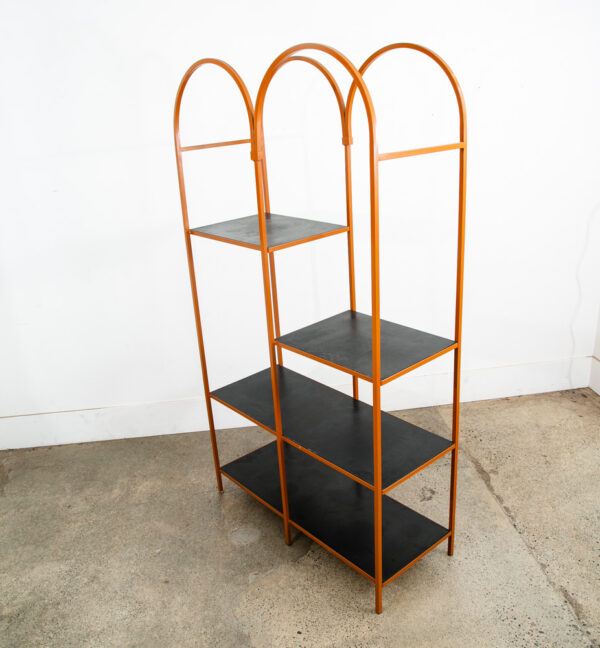 Mid Century Modern Display Cabinet Etagere Hutch Metal Orange Black Rounded Mcm - Image 8