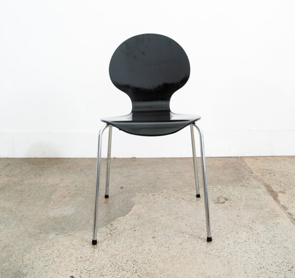 Mid Century Modern Chair Set 4 Dining Fritz Hansen Style Black Vintage Round Mcm - Image 8