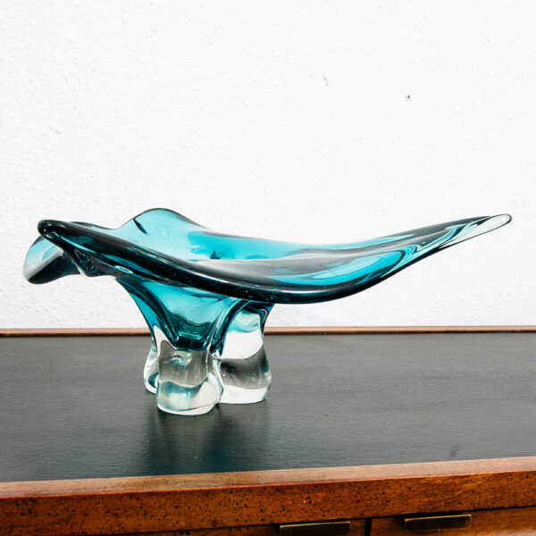 Mid Century Modern Art Glass Vase 2 Tone Teal Blue Murano Seguso Poli Art Studio - Image 3