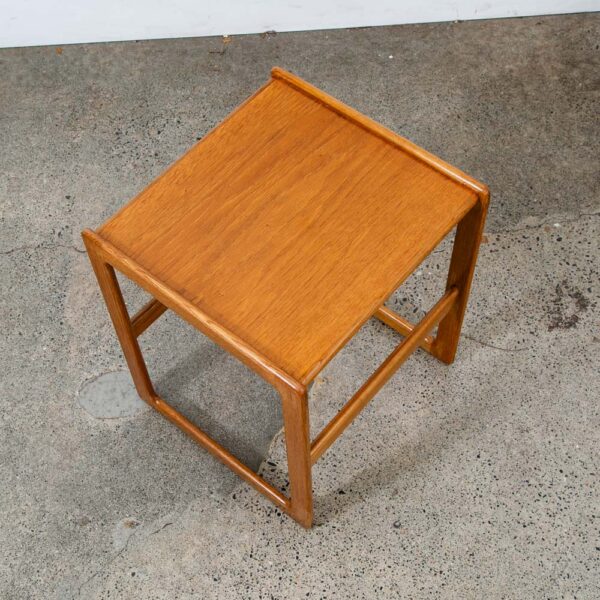 Mid Century Danish Modern Side Table End Square Restored Oak Wood Nightstand NM - Image 6