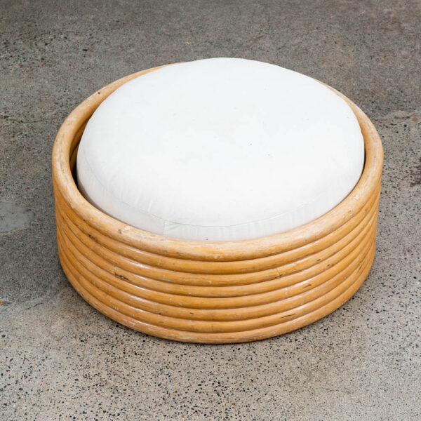 Mid Century Modern Lounge Chair Ottoman Bamboo Boho Swivel Rattan Basket Stool - Image 6