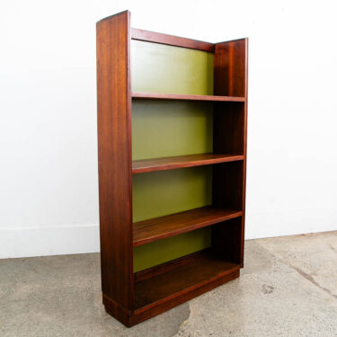 Mid Century Modern Bookshelf Walnut Shelving Unit Avocado Green Mcm Vintage Wood