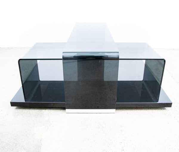 Mid Century Post Modern Coffee Table Smoked Glass Italian Fiam Italy 3pc Modular - Image 9