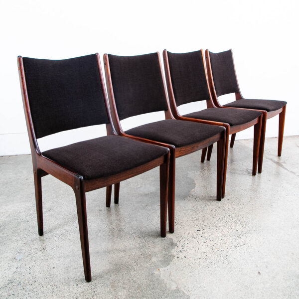 Mid Century Danish Modern Dining Chairs Johannes Andersen Set 5 Rosewood Brown - Image 7