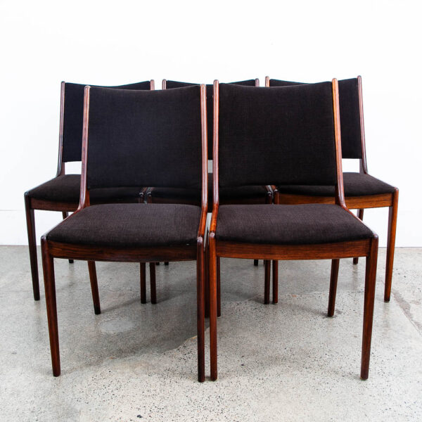 Mid Century Danish Modern Dining Chairs Johannes Andersen Set 5 Rosewood Brown - Image 6