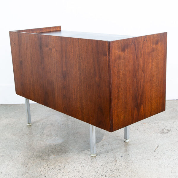 Mid Century Modern Desk Costa Mesa Furniture Walnut Metal Black 3 Drawers Mcm - Image 6