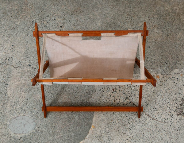 Mid Century Modern Magazine Rack leather Solid Teak Vintage Danish Folding Mcm - Image 7