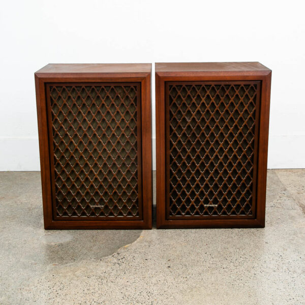 Vintage Speakers Sonics AS-447S 5 Way Walnut Tested Speaker Set Lattice Grills 1 - Image 2
