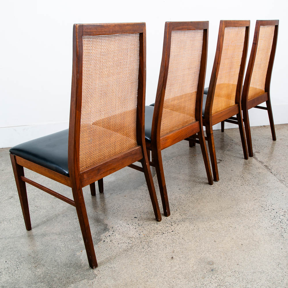 Mid Century Danish Modern Dining Chairs Set 6 Walnut Dillingham Black Esprit Mcm - Image 4