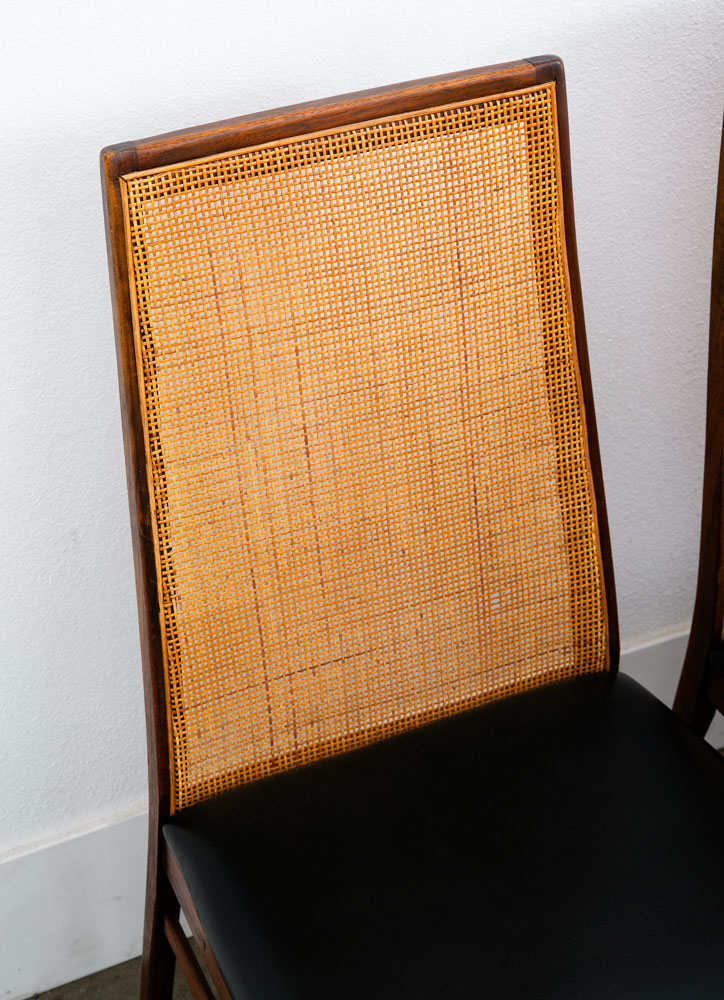 Mid Century Danish Modern Dining Chairs Set 6 Walnut Dillingham Black Esprit Mcm - Image 8