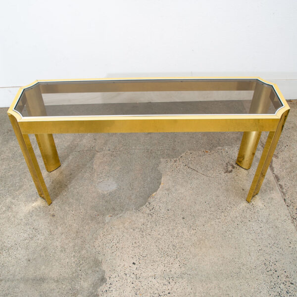 Mid Century Modern Console Table Entry Sofa Metal Brass Glass Vintage Baughman - Image 7