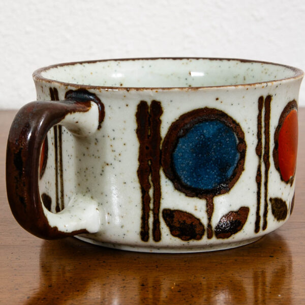 Mid Century Modern Coffee Mugs Set of 4 Handle Ceramic Studio with a Flower Design - Image 7