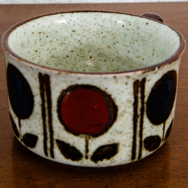 Mid Century Modern Coffee Mugs Set of 4 Handle Ceramic Studio with a Flower Design - Image 8