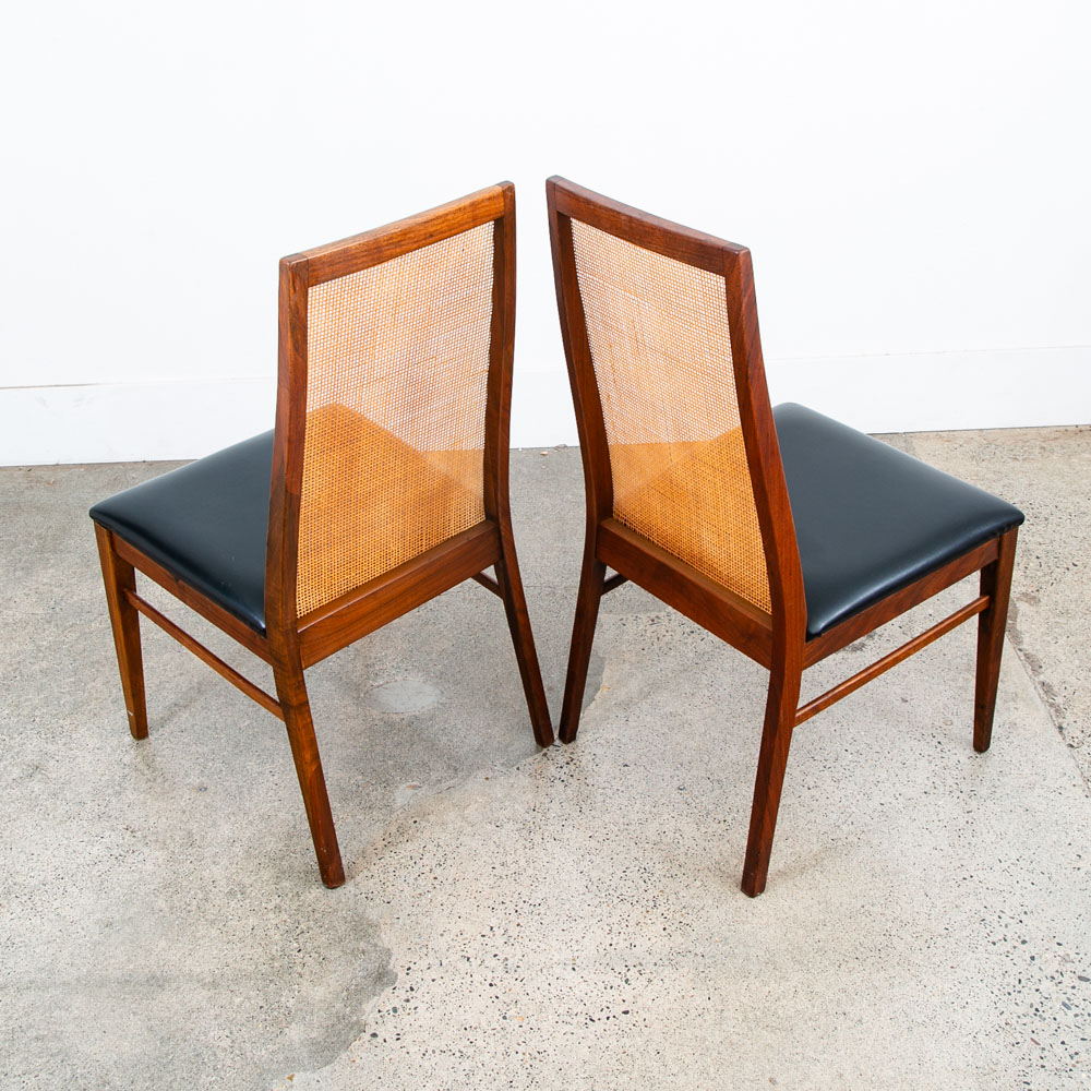 Mid Century Danish Modern Dining Chairs Set 6 Walnut Dillingham Black Esprit Mcm - Image 7