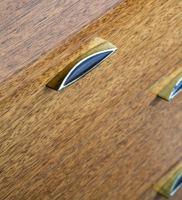 Mid Century Modern Highboy Dresser 4 Drawer Stanley Mahogany Mcm Brass Handles - Image 8