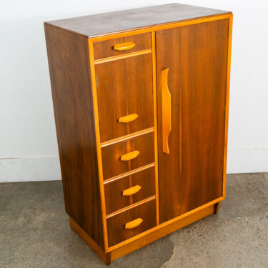 Mid Century Danish Modern Armoire Wardrobe Door Closet Walnut Mirror Mcm Drawers