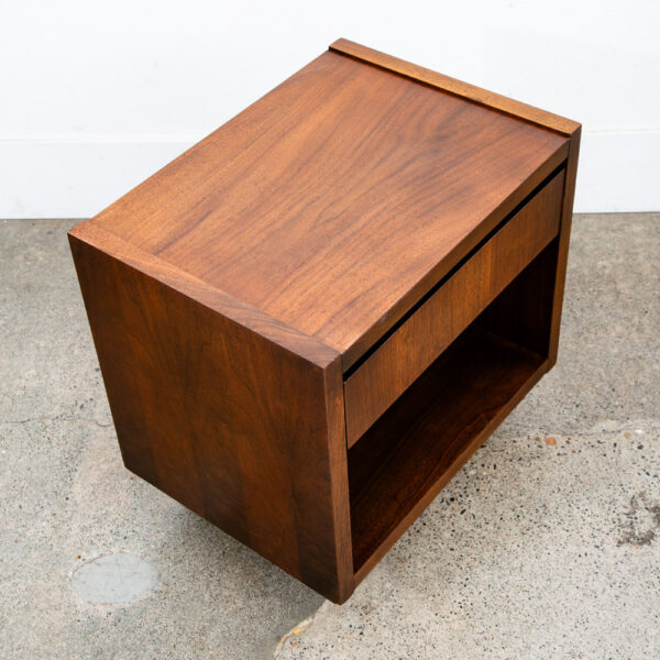 Mid Century Modern End Tables Side Nightstands Walnut Lane Drawer Plinth Base 2 - Image 8