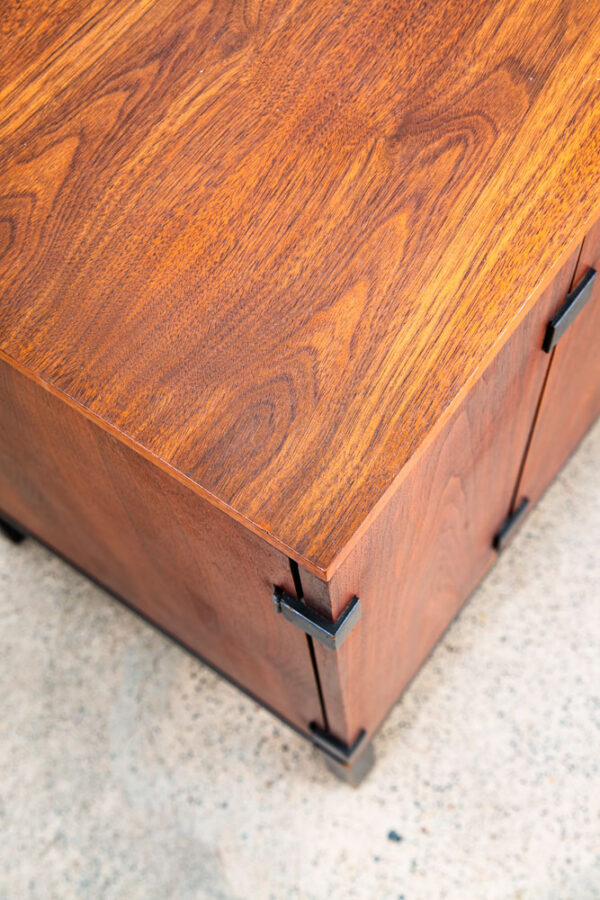 Mid Century Modern Credenza Cabinet Milo Baughman Directional Walnut Black Mcm - Image 8