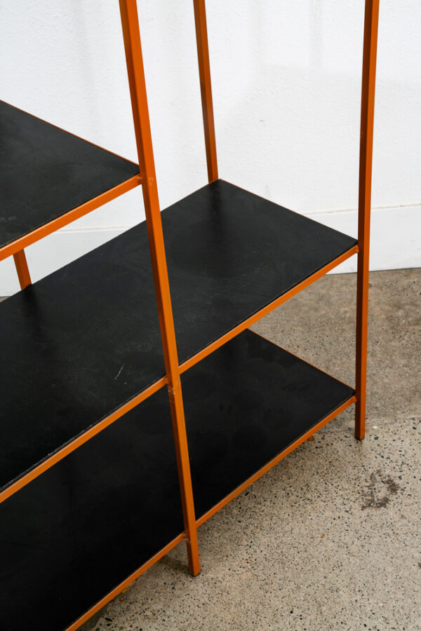 Mid Century Modern Display Cabinet Etagere Hutch Metal Orange Black Rounded Mcm - Image 11