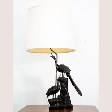 Mid Century Modern Lamp Table Light Bronze Peacock Sculptural Marbro Birds