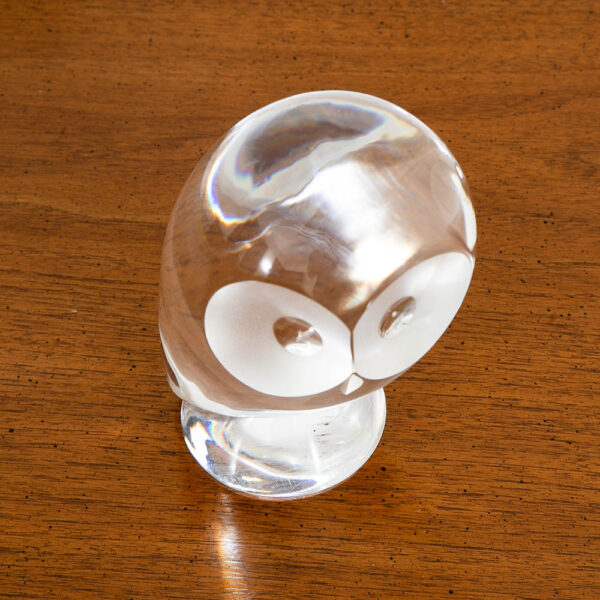 Mid Century Modern Art Glass Owl Figurine Paperweight Clear Signed Steuben - Image 5