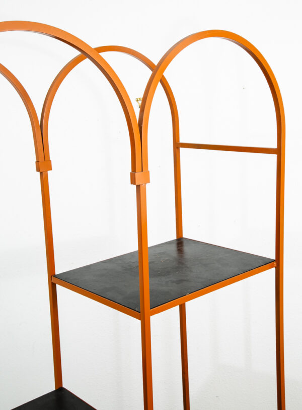 Mid Century Modern Display Cabinet Etagere Hutch Metal Orange Black Rounded Mcm - Image 10