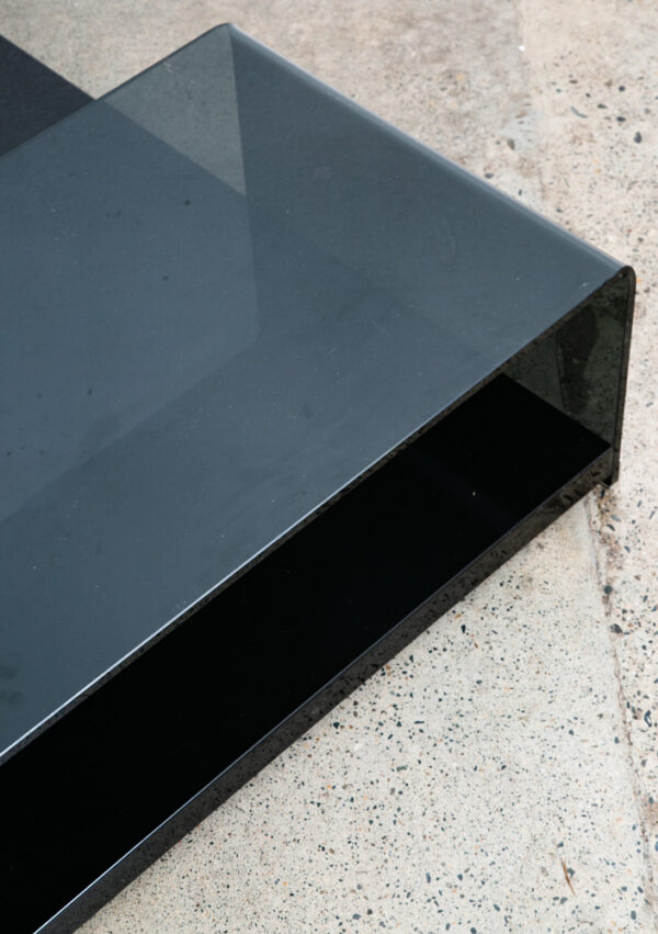 Mid Century Post Modern Coffee Table Smoked Glass Italian Fiam Italy 3pc Modular - Image 12