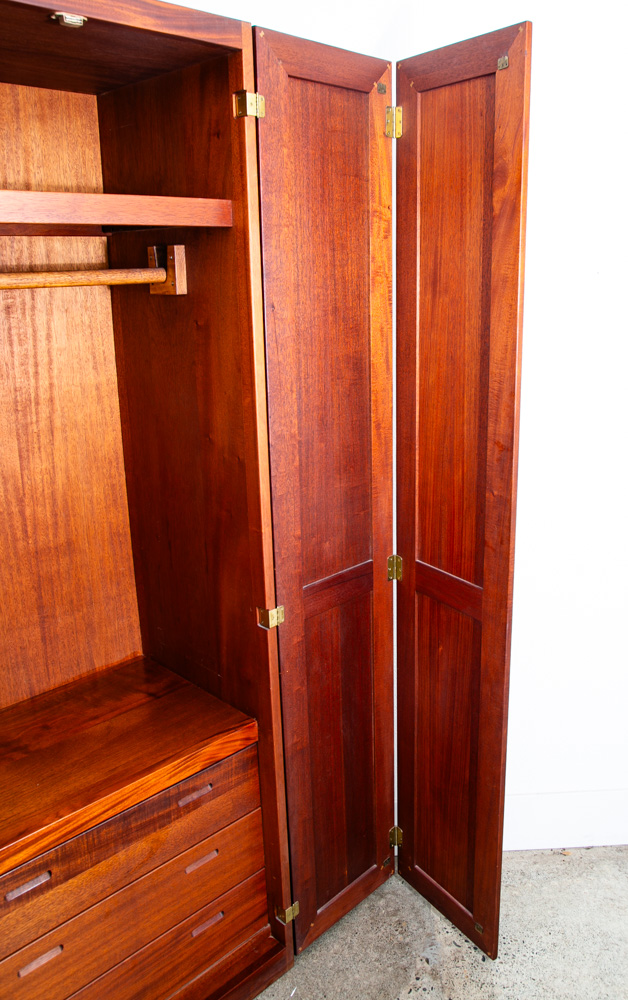 Mid Century Modern Closet Cabinet Armoire Mahogany Wardrobe Denmark 3 Drawers - Image 12
