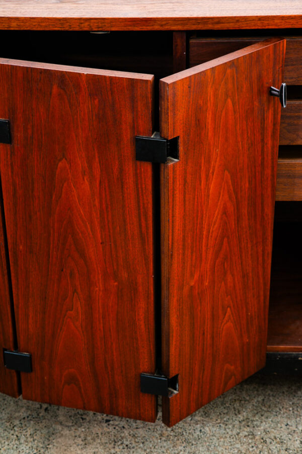 Mid Century Modern Credenza Cabinet Milo Baughman Directional Walnut Black Mcm - Image 12