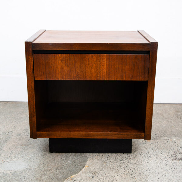 Mid Century Modern End Tables Side Nightstands Walnut Lane Drawer Plinth Base 2 - Image 5