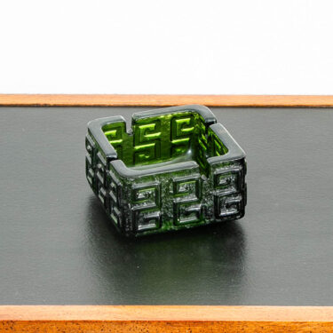 Mid Century Modern Smoking Ashtray Art Glass Veridian Green Vintage Catch all