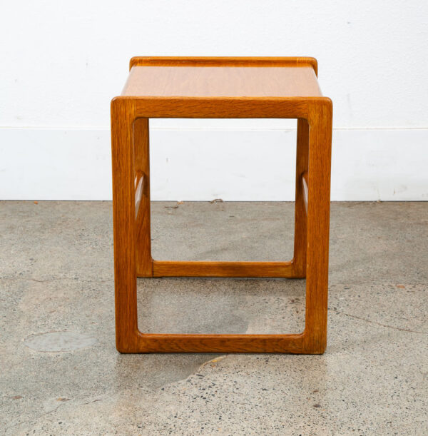 Mid Century Danish Modern Side Table End Square Restored Oak Wood Nightstand NM - Image 4