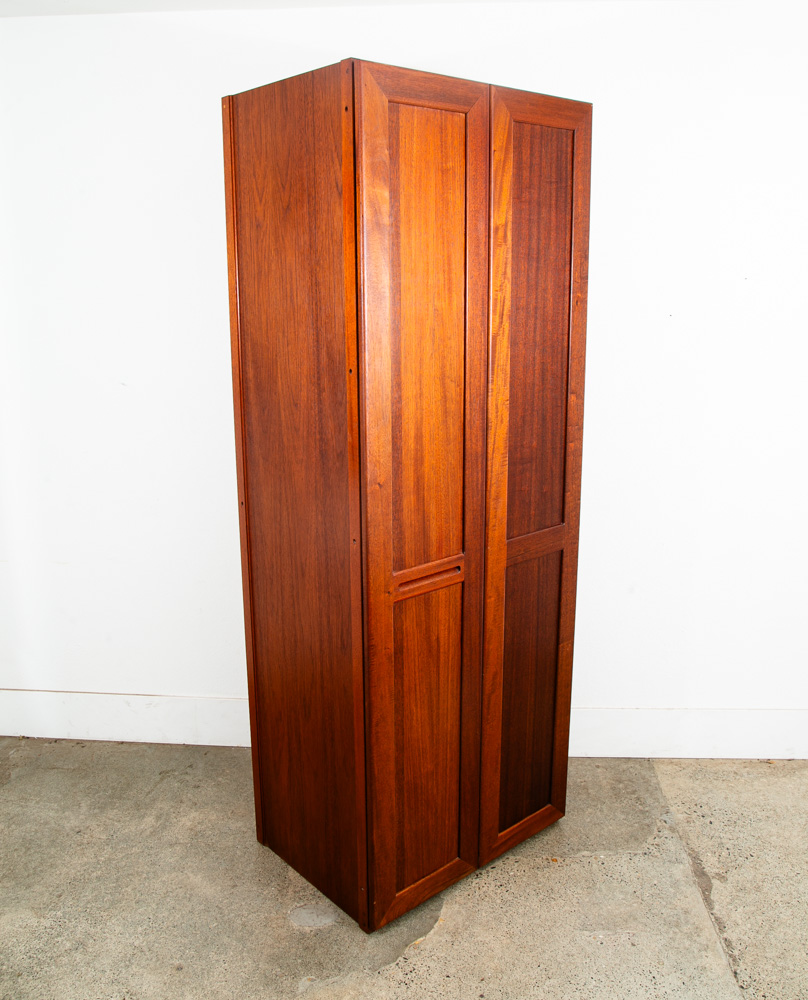 Mid Century Modern Closet Cabinet Armoire Mahogany Wardrobe Denmark 3 Drawers - Image 2