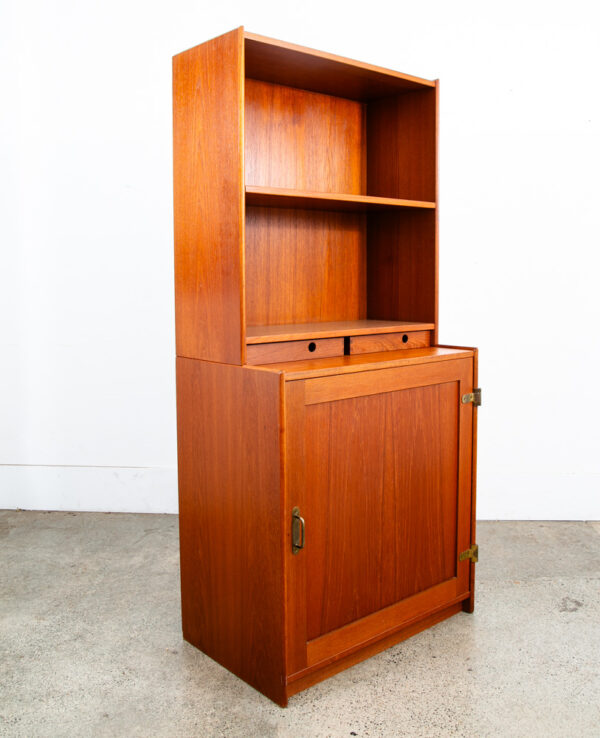Mid Century Danish Modern Bookshelf Cabinet Teak Shelves Lyby Denmark 27.5" - Image 3