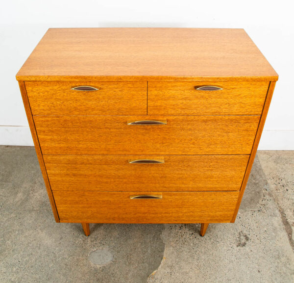 Mid Century Modern Highboy Dresser 4 Drawer Stanley Mahogany Mcm Brass Handles - Image 10