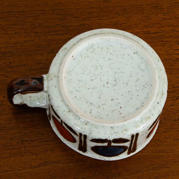 Mid Century Modern Coffee Mugs Set of 4 Handle Ceramic Studio with a Flower Design - Image 9