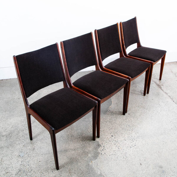 Mid Century Danish Modern Dining Chairs Johannes Andersen Set 5 Rosewood Brown - Image 3
