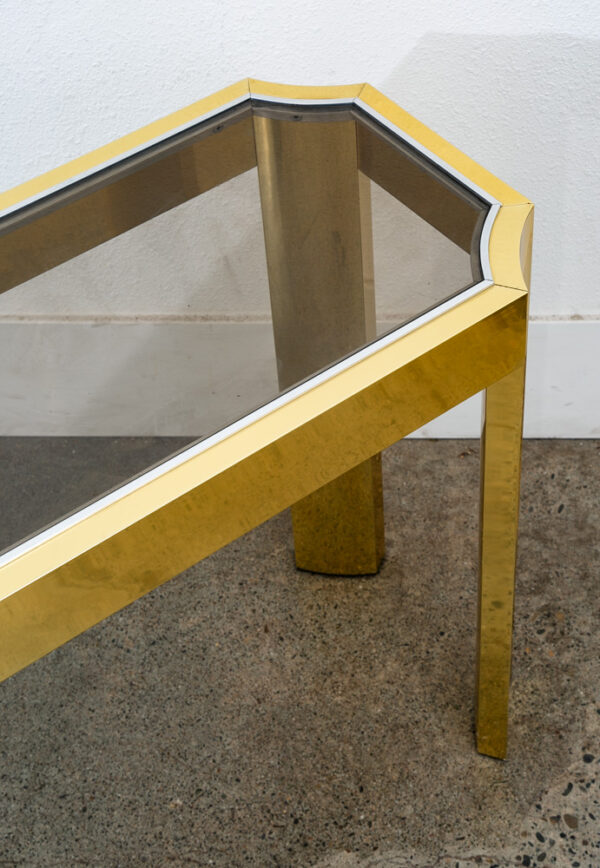 Mid Century Modern Console Table Entry Sofa Metal Brass Glass Vintage Baughman - Image 9