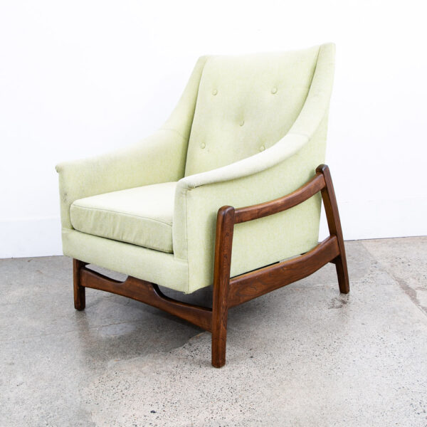 Mid Century Modern Lounge Rocking Chair Paoli Green Solid Wood Vintage