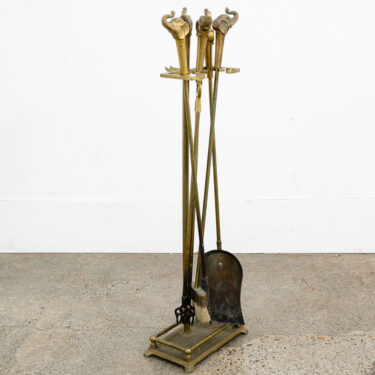 Mid Century Modern Fireplace Tools Solid Brass Elephant Head Gold Metal Mcm