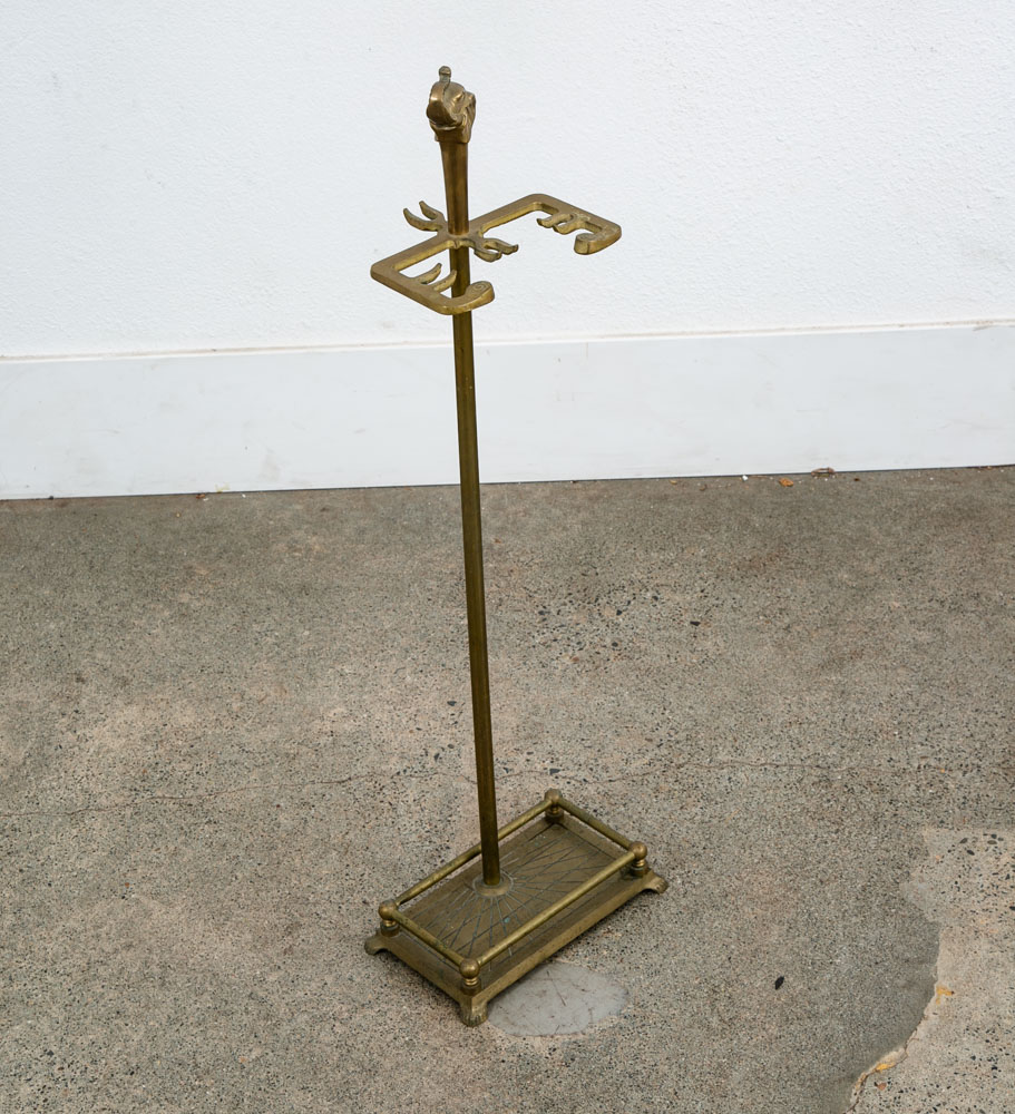 Mid Century Modern Fireplace Tools Solid Brass Elephant Head Gold Metal Mcm - Image 9