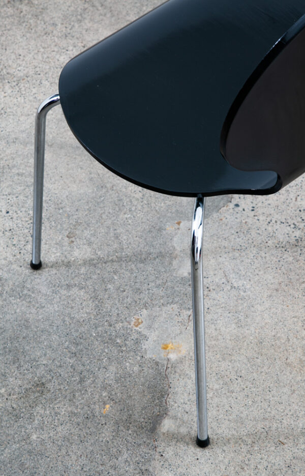 Mid Century Modern Chair Set 4 Dining Fritz Hansen Style Black Vintage Round Mcm - Image 10