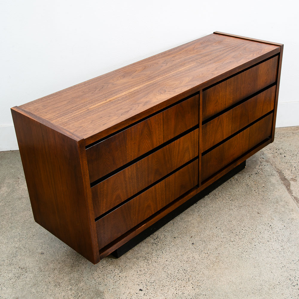 Mid Century Modern Dresser Credenza Lane 6 Drawer Walnut Sideboard Vintage Mcm - Image 7