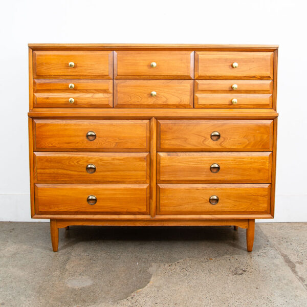 Mid Century Modern Gentlemans Chest Dresser Solid Wood 12 Drawers LA Period - Image 2