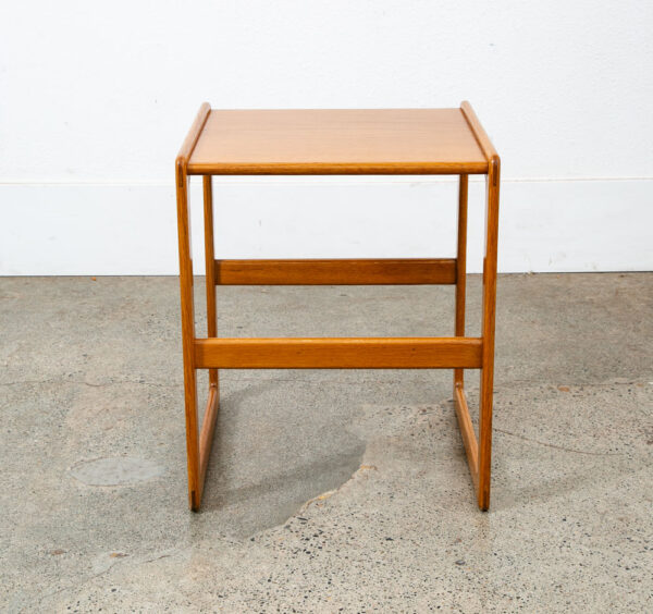 Mid Century Danish Modern Side Table End Square Restored Oak Wood Nightstand NM - Image 3