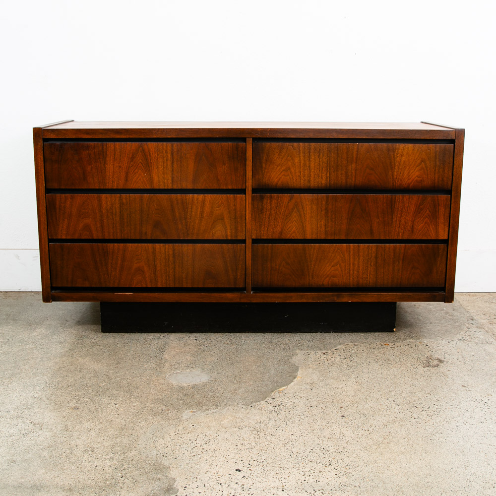 Mid Century Modern Dresser Credenza Lane 6 Drawer Walnut Sideboard Vintage Mcm - Image 2