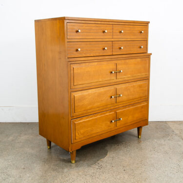 Mid Century Modern Highboy Dresser Solid Wood 5 Drawers LA Period Furniture Mcm
