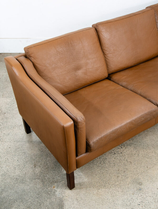 Mid Century Danish Modern Sofa Couch Brown Leather 3 seater Denmark Vintage Mcm - Image 11