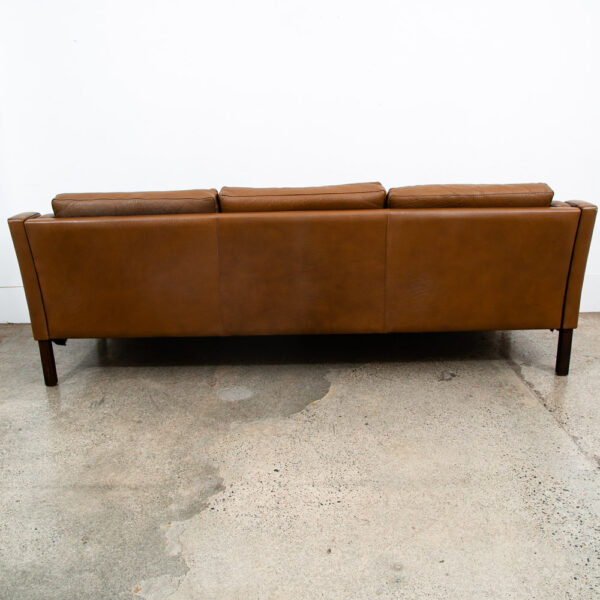 Mid Century Danish Modern Sofa Couch Brown Leather 3 seater Denmark Vintage Mcm - Image 4