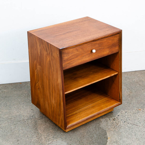 Mid Century Modern Nightstand Side Table Drexel Walnut Drawer Declaration End - Image 2